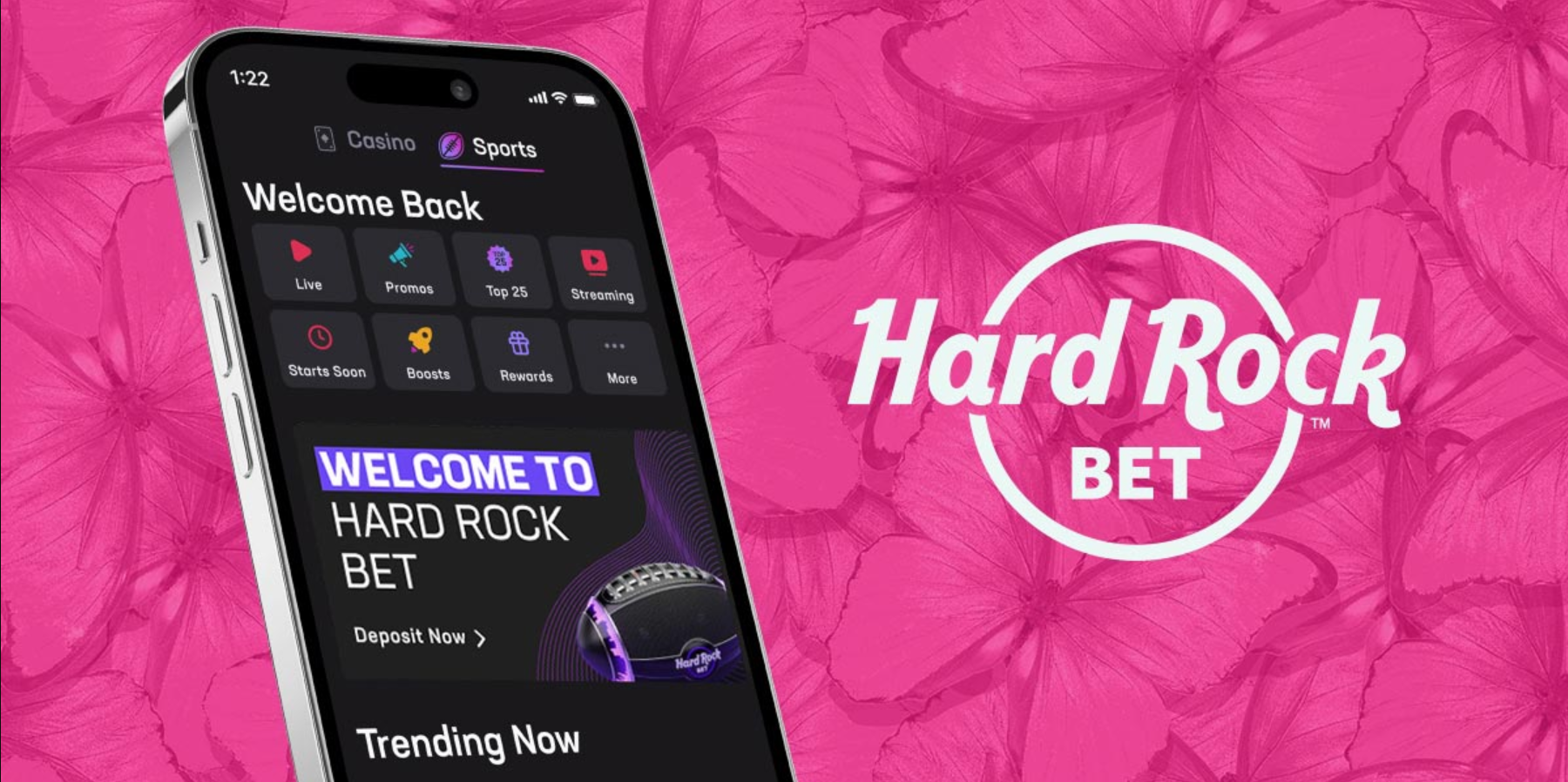 Cellphone displaying Hard Rock Bet